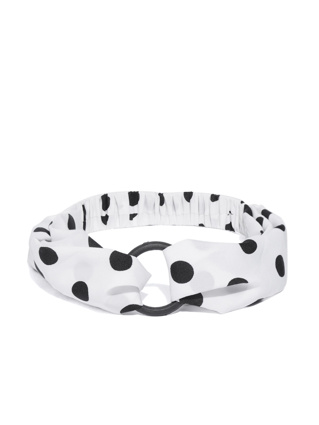 

Blueberry White & Black Polka Dots Print Elasticated Link Hairband