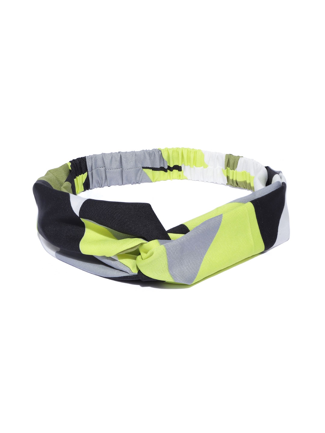 

Blueberry Lime Green & Grey Printed Elasticated Knot Hairband