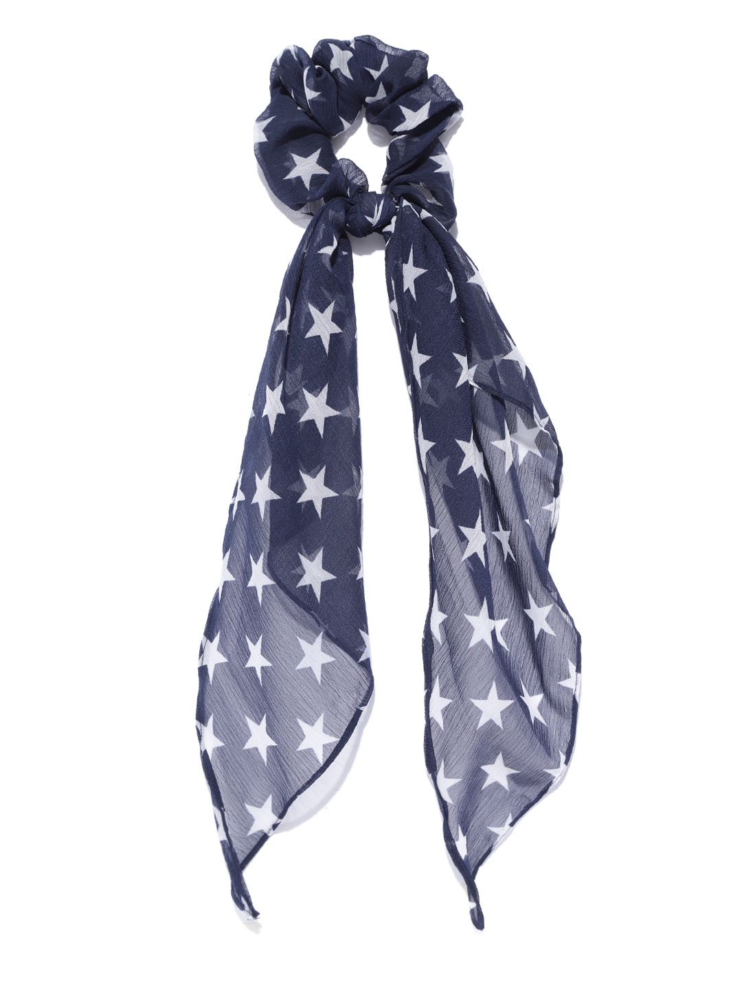 

Blueberry Navy Blue & Off-White Star Print Scrunchie with Knot Detail