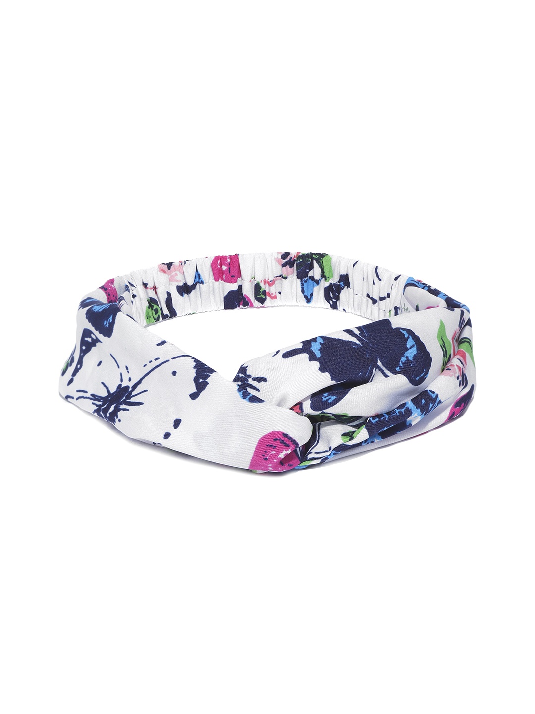 

Blueberry White & Navy Blue Butterfly Print Elasticated Knot Hairband
