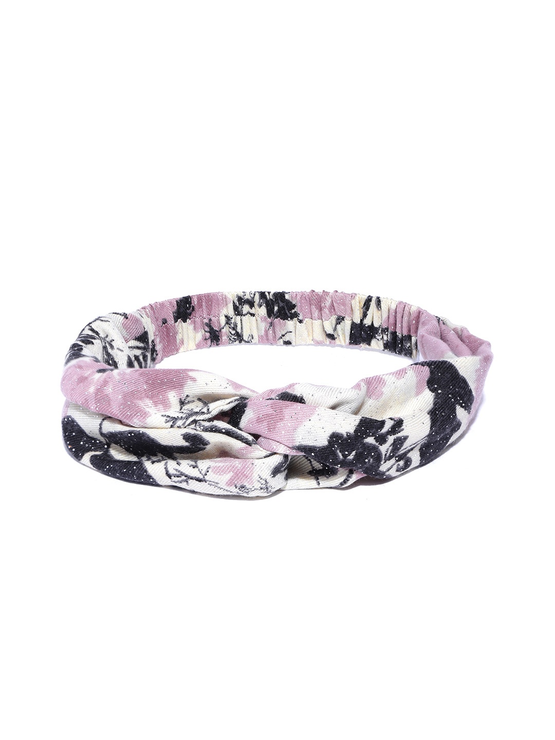 

Blueberry Women Beige & Black Floral Print Knot Hairband