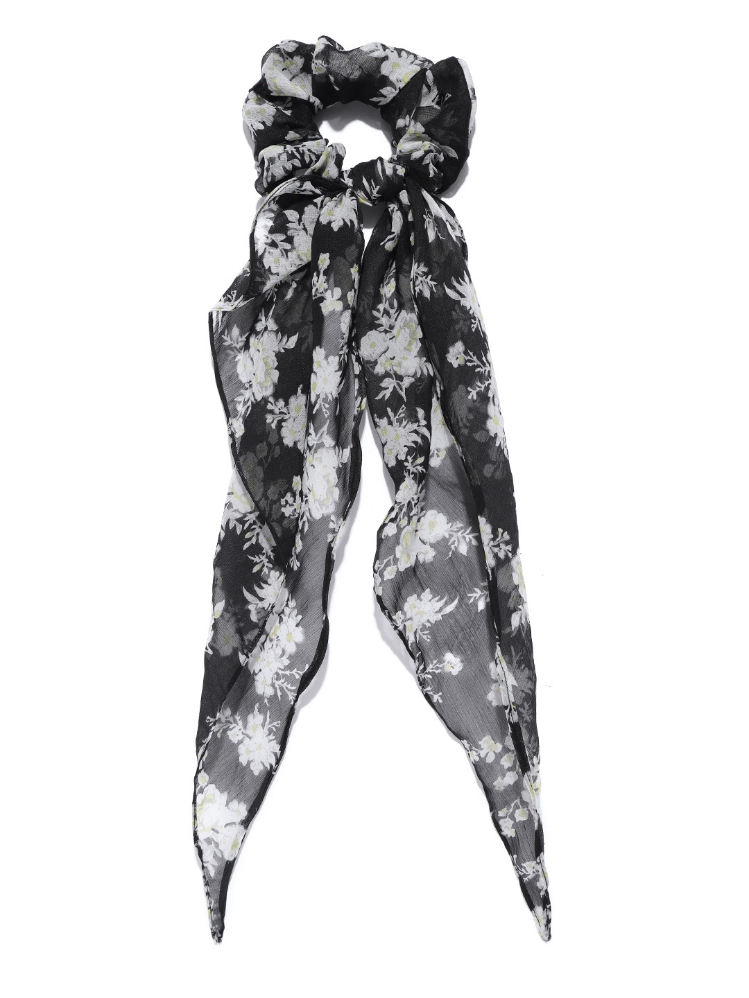 

Blueberry Women Black & White Floral Print Scrunchie with Knot Detail