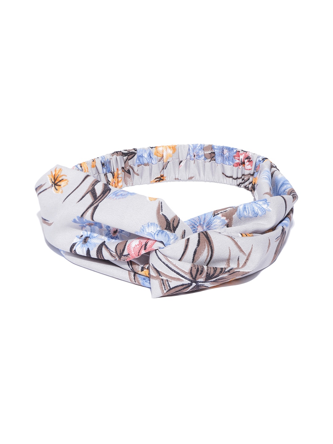 

Blueberry Women Grey & Blue Floral Print Knot Hairband