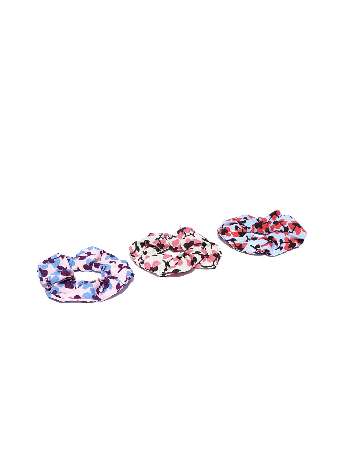 

Blueberry Women Set of 3 Floral Print Scrunchies, Pink