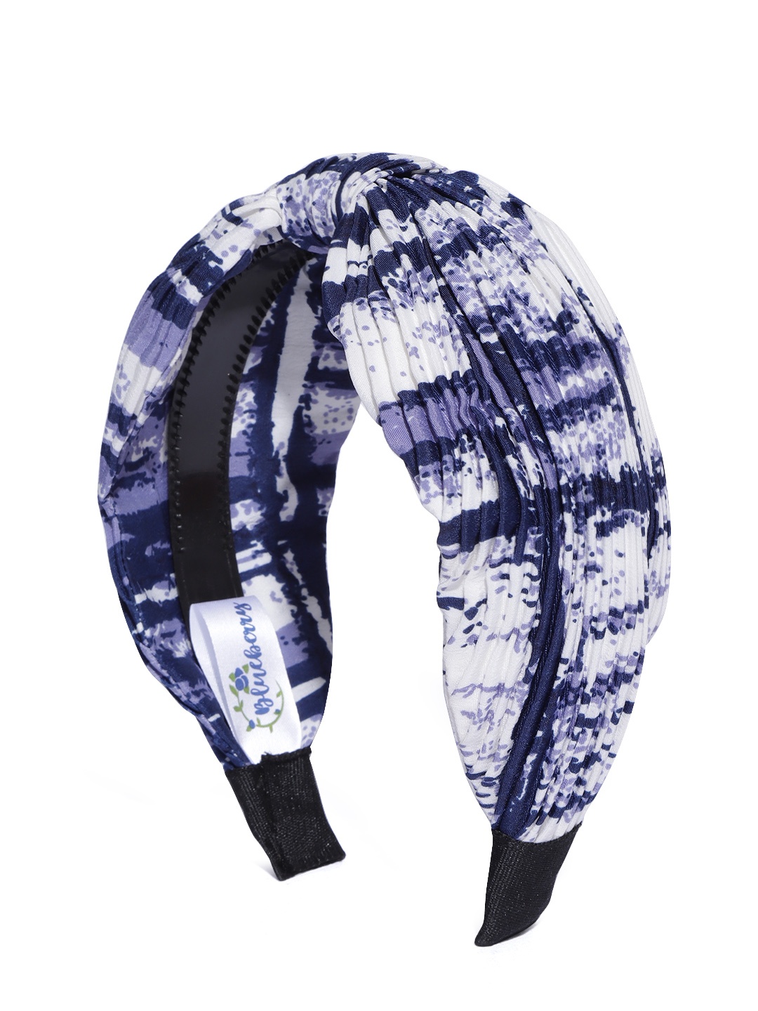 

Blueberry Women Blue & White Abstract Print Alice Hairband with Knot Detail