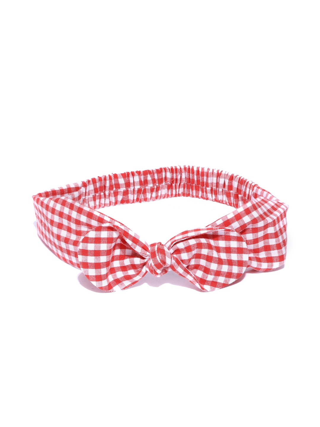 

Blueberry Women Red & White Checked Elasticated Hairband with Knot Detail