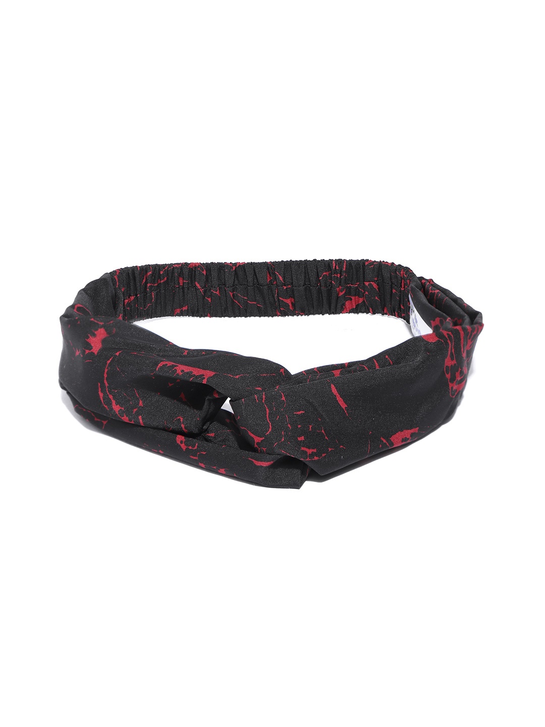 

Blueberry Women Black & Red Abstract Print Elasticated Knot Hairband