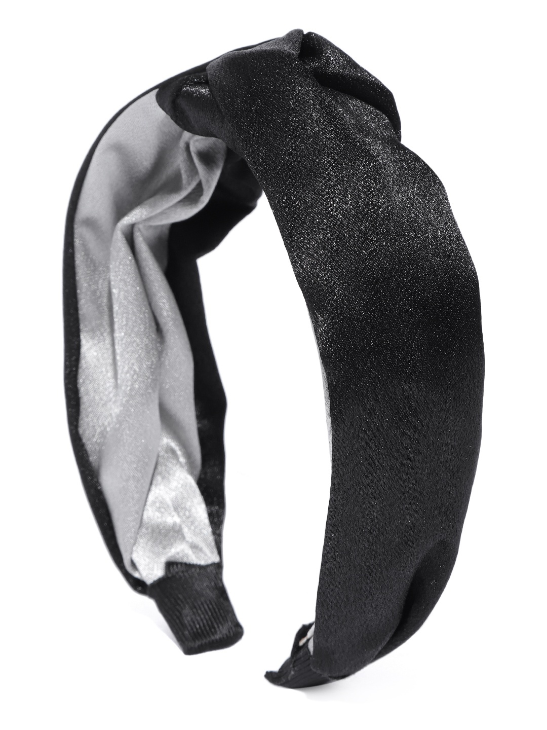 

Blueberry Women Black & Silver-Toned Colourblocked Alice Hairband with Knot Detail