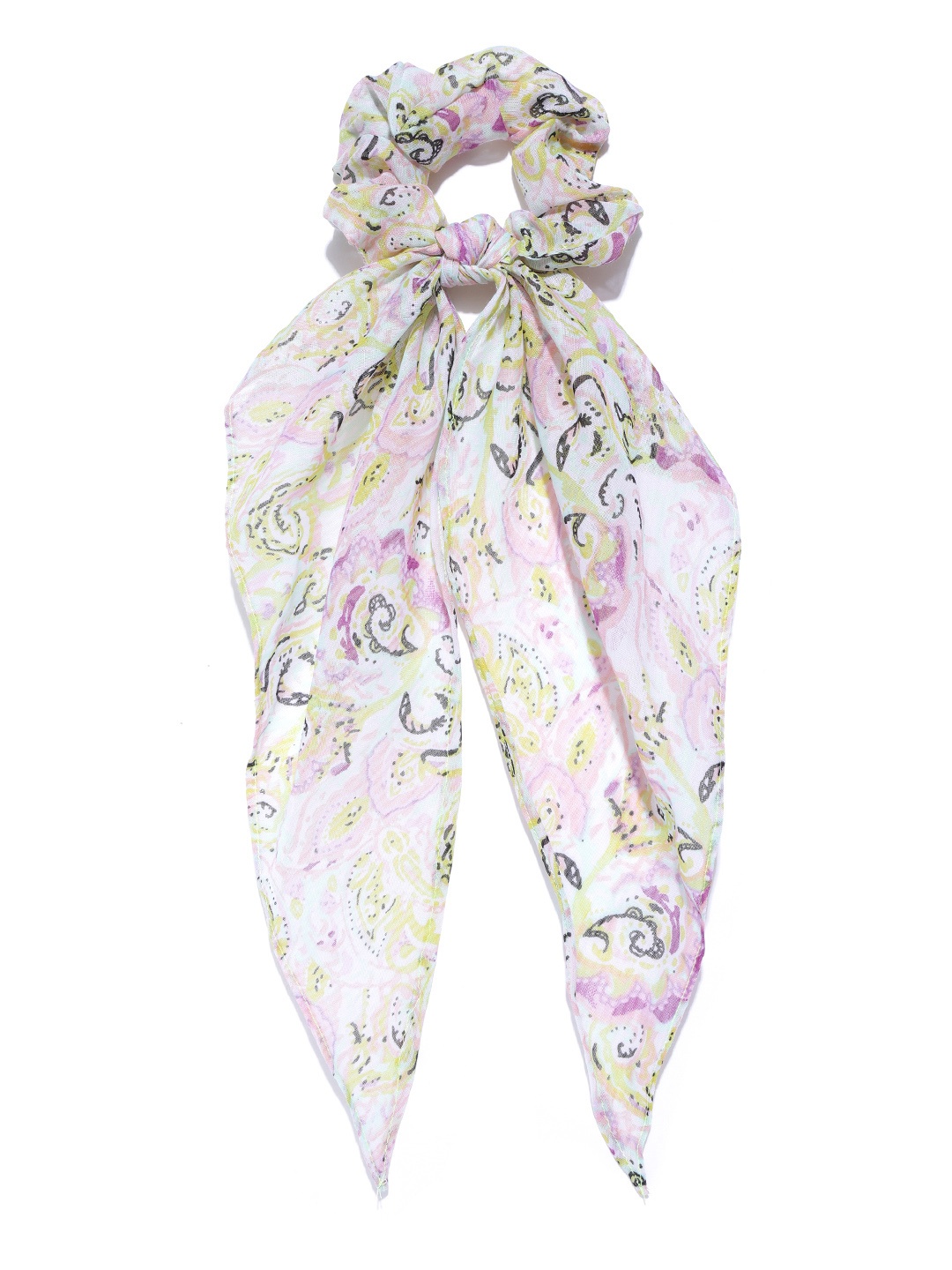 

Blueberry Women Pink & Yellow Abstract Print Scrunchie with Knot Detail