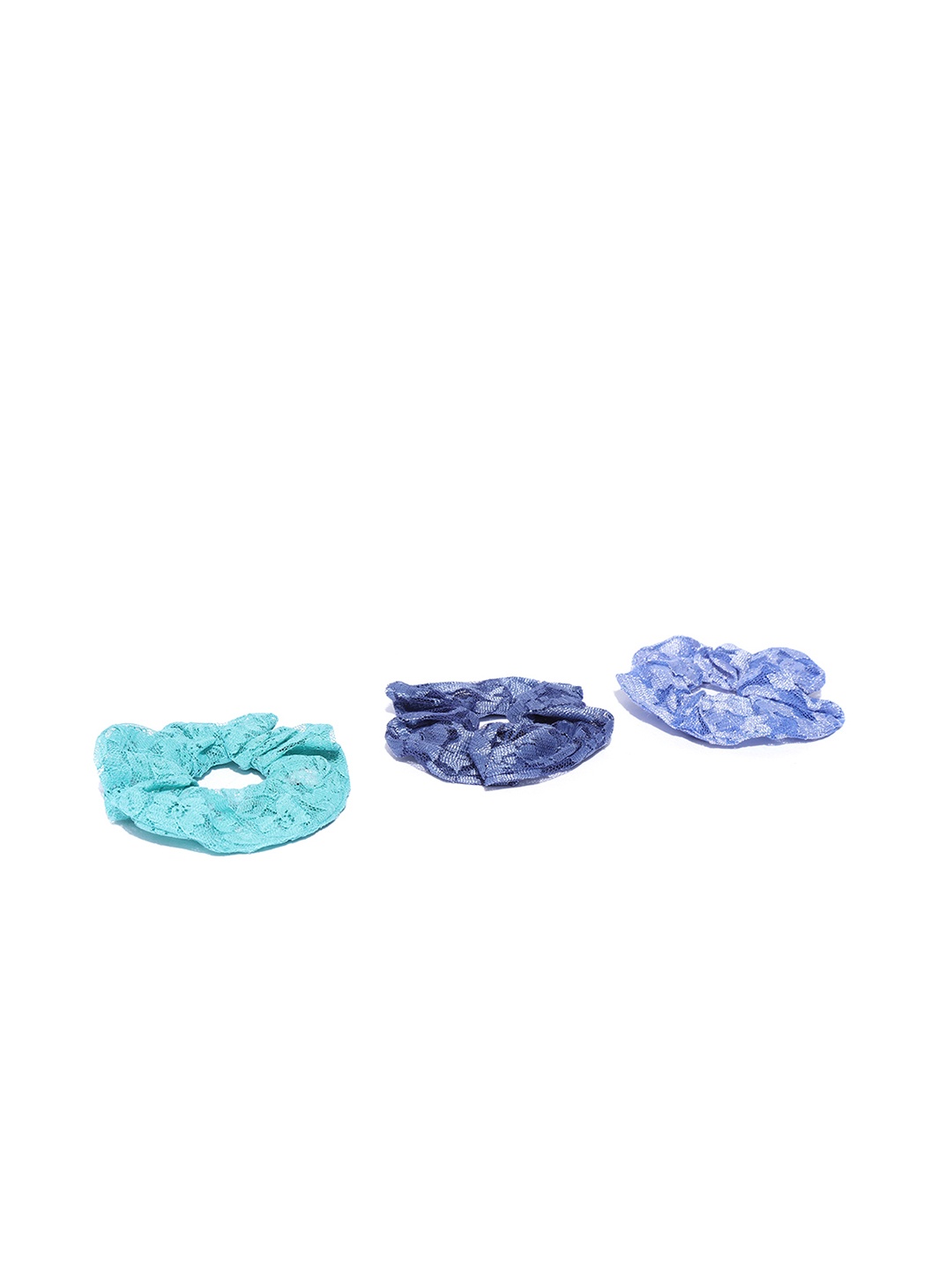 

Blueberry Women Set of 3 Floral Lace Scrunchies, Blue