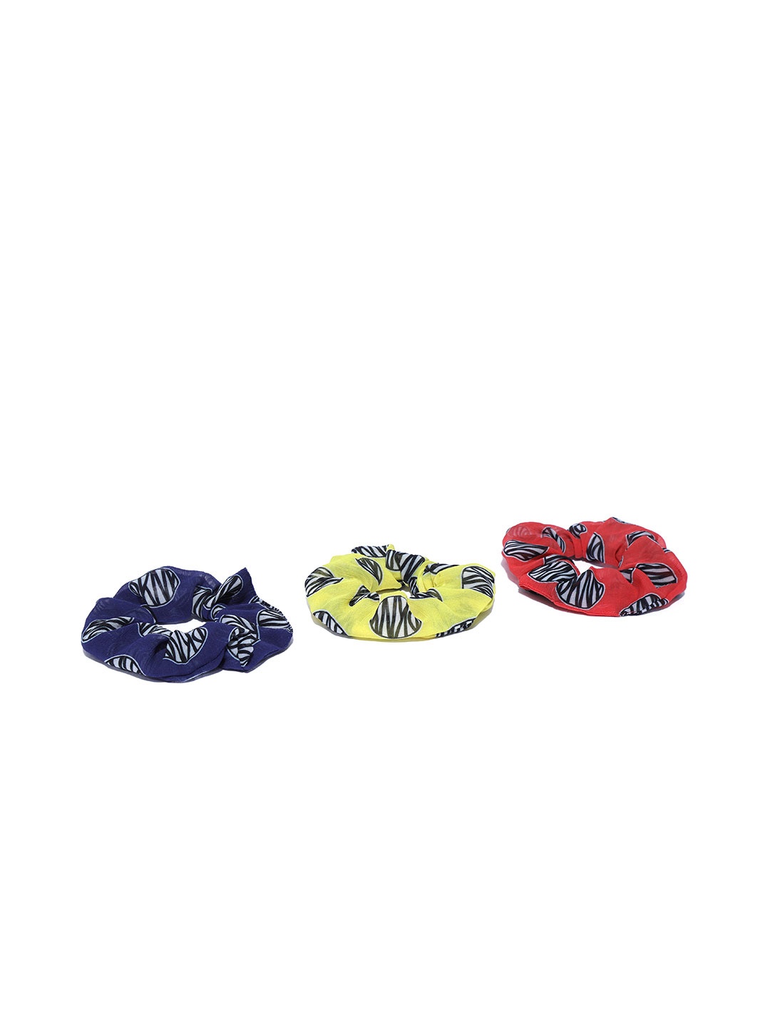 

Blueberry Women Set of 3 Geometric Print Scrunchies, Red