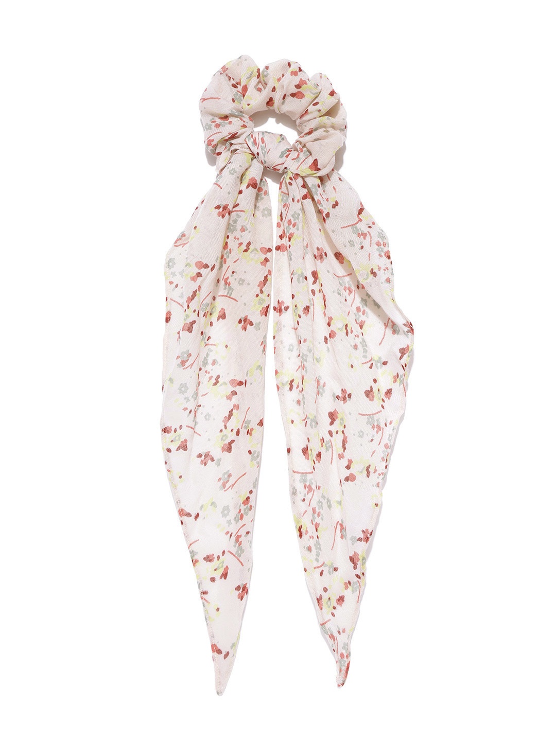 

Blueberry Women Peach-Coloured & Red Floral Print Scrunchie with Knot Detail