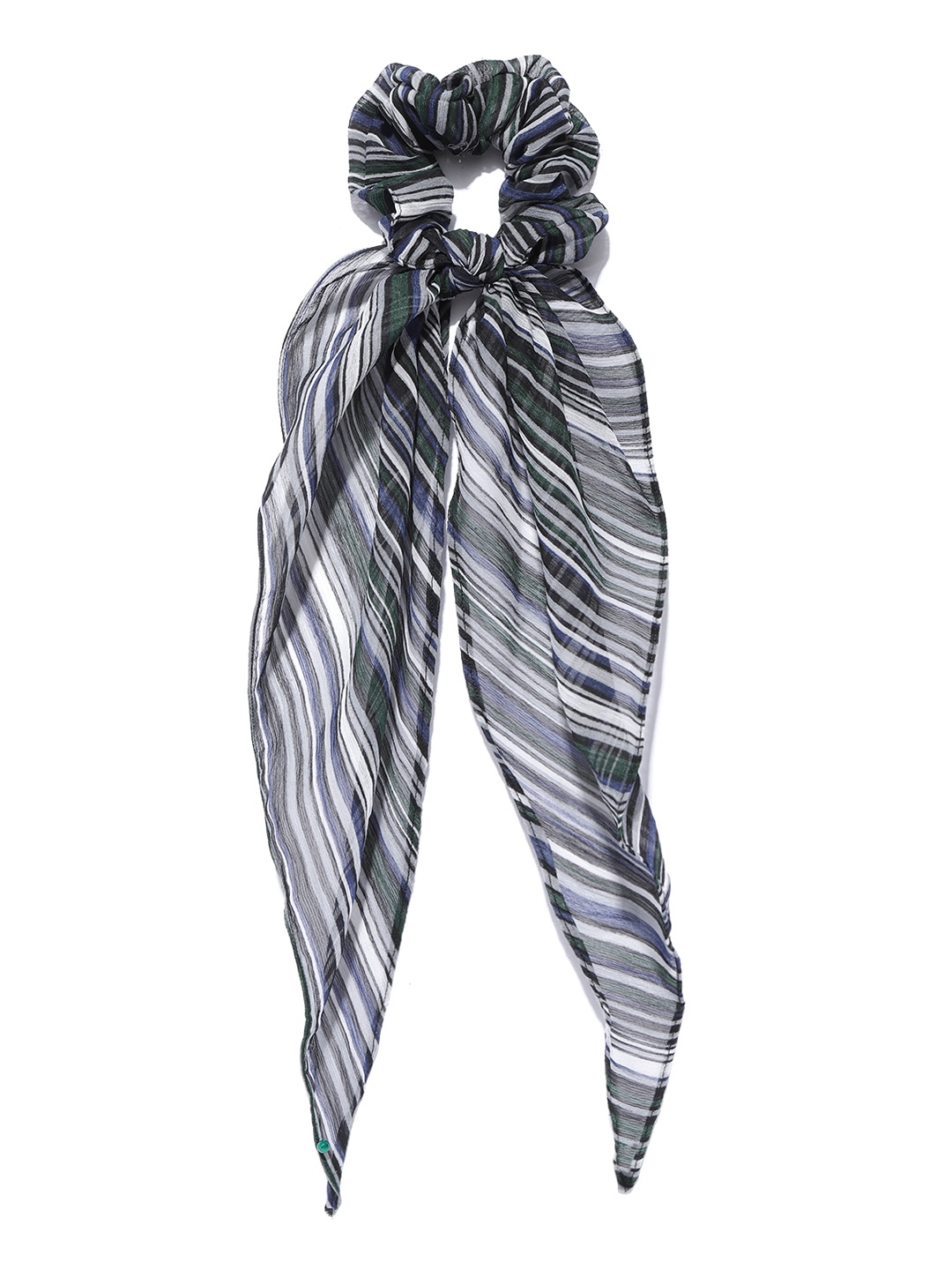 

Blueberry Women Green & White Striped Scrunchie with Knot Detail