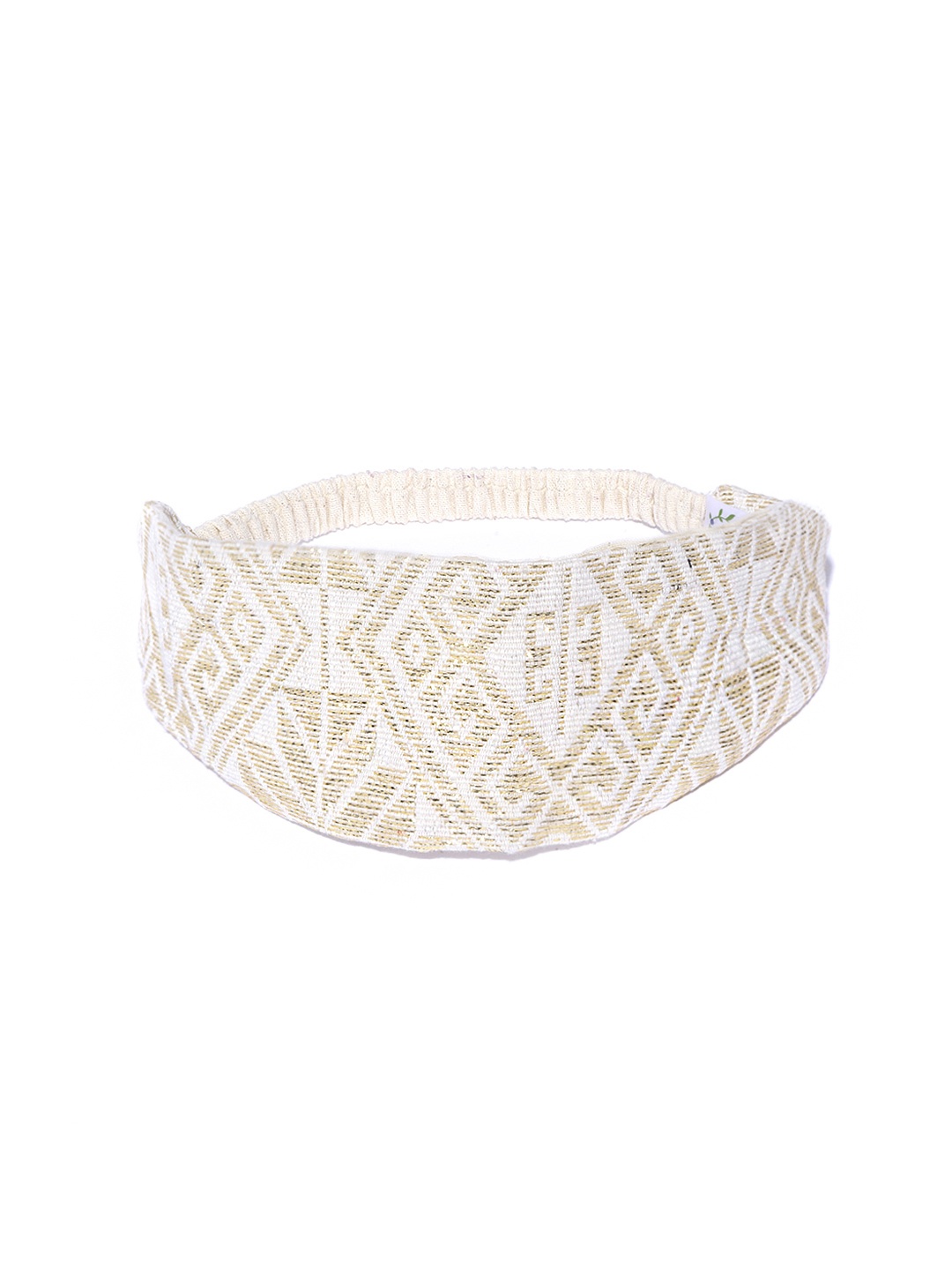 

Blueberry Women Beige & Gold-Toned Geometric Patterned Hairband