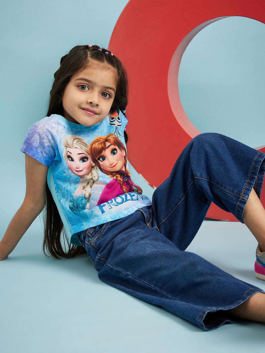 

Disney by Wear Your Mind Girls Blue Disney Printed Knitted Top