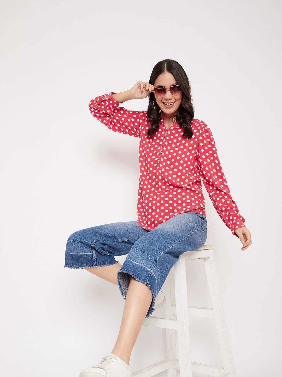 

Crimsoune Club Women Pink Printed Shirt Style Top