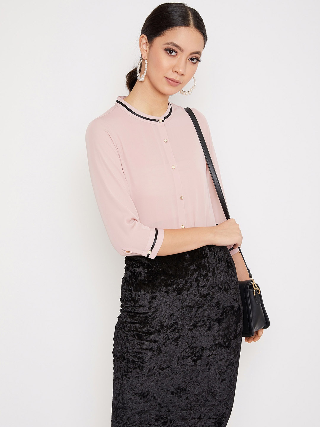 

Crimsoune Club Women Pink Solid Shirt Style Top