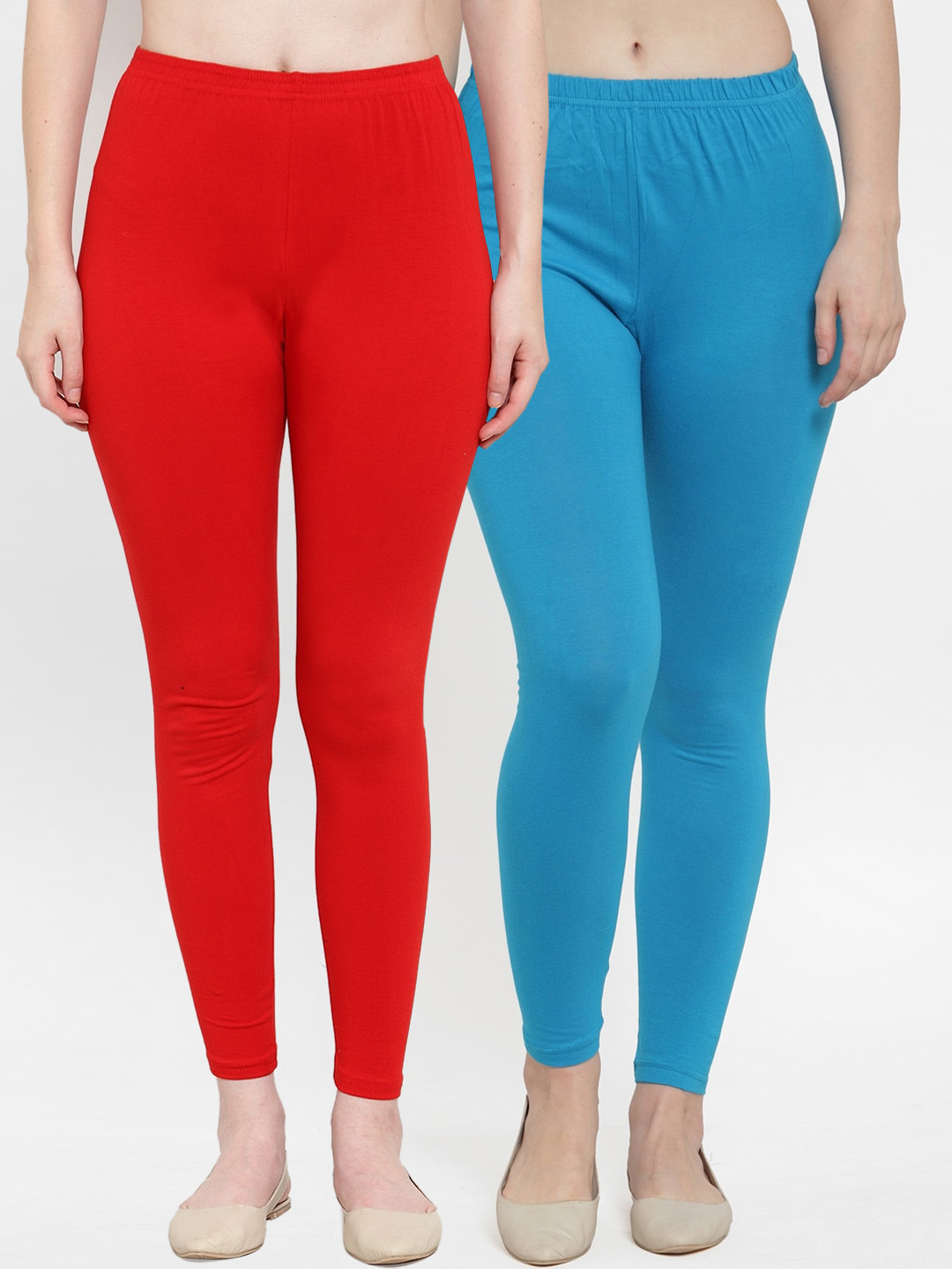 

GRACIT Women Pack Of 2 Solid Ankle-Length Leggings, Red