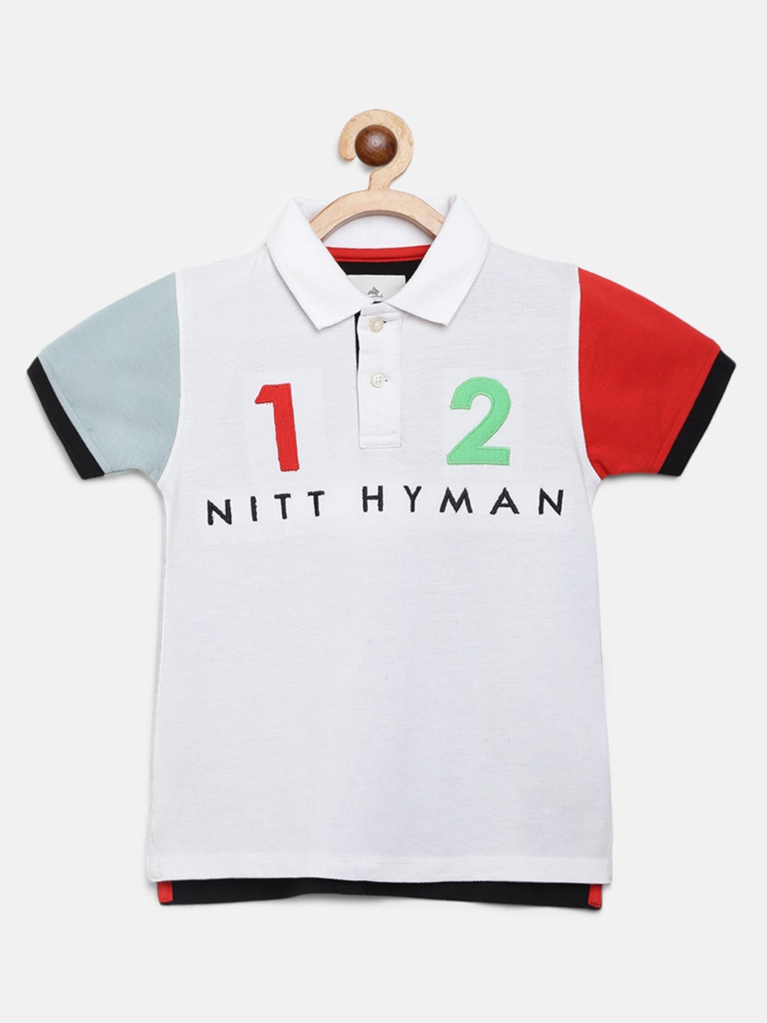 

Cherry Crumble Boys White & Black Printed Polo Collar T-shirt
