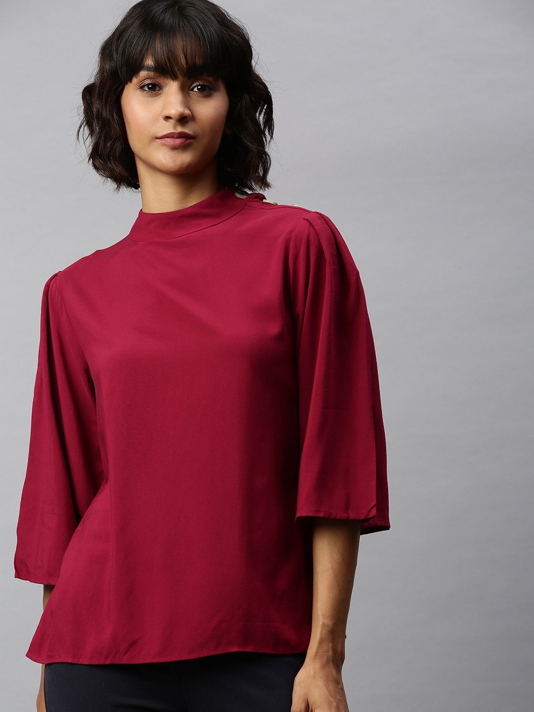 

AND Women Burgundy EcoVero Solid Top