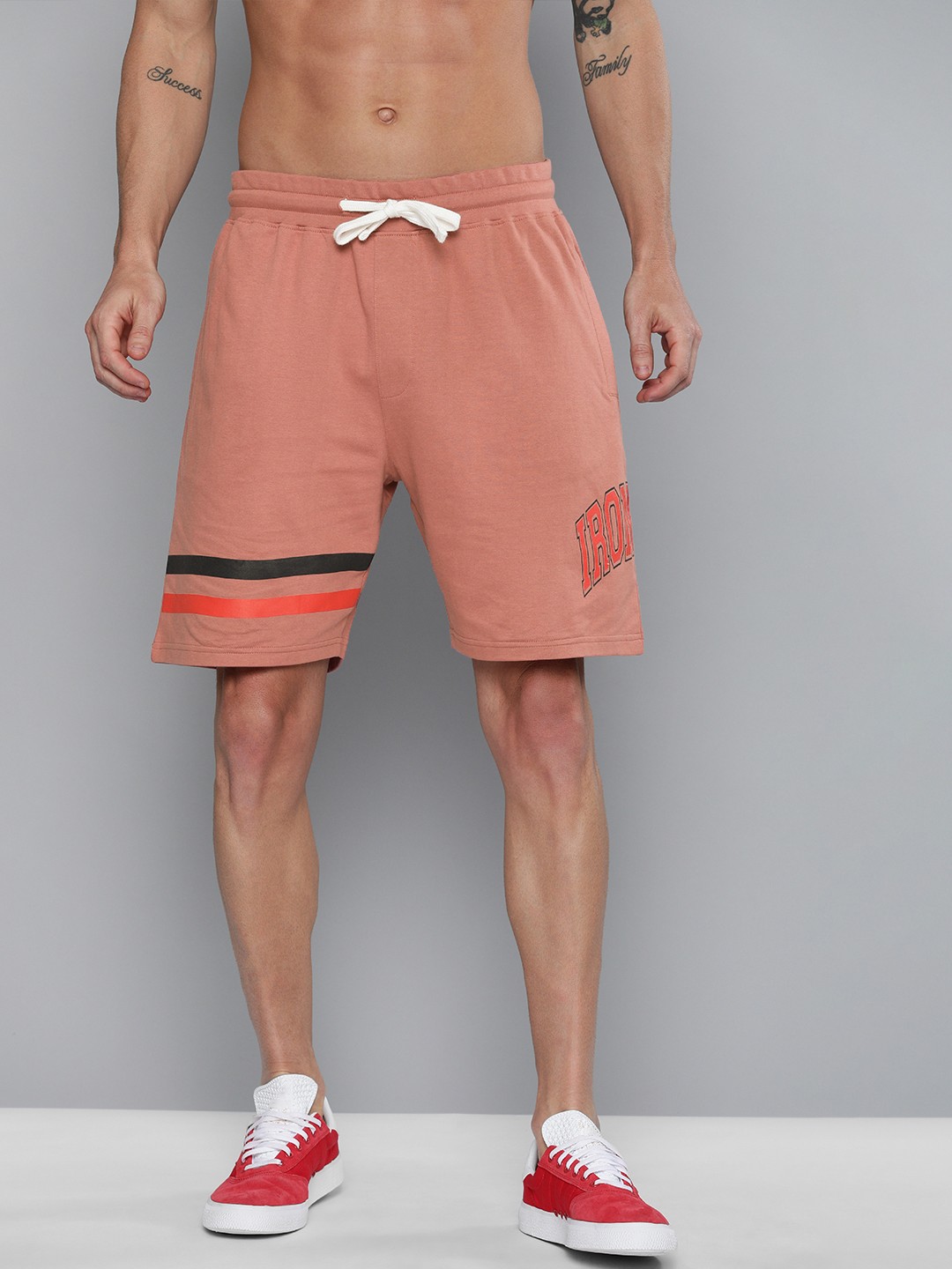 

Kook N Keech Marvel Men Peach-Coloured Iron Man Printed Regular Fit Pure Cotton Shorts