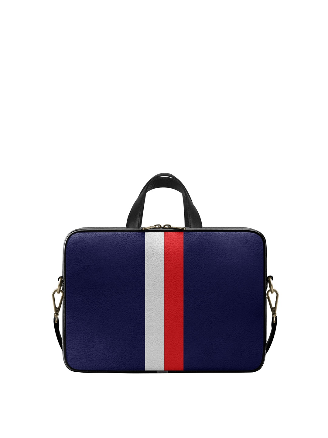 

DailyObjects Unisex Navy Blue & White 15 Inch Striped Vegan Leather Laptop Bag