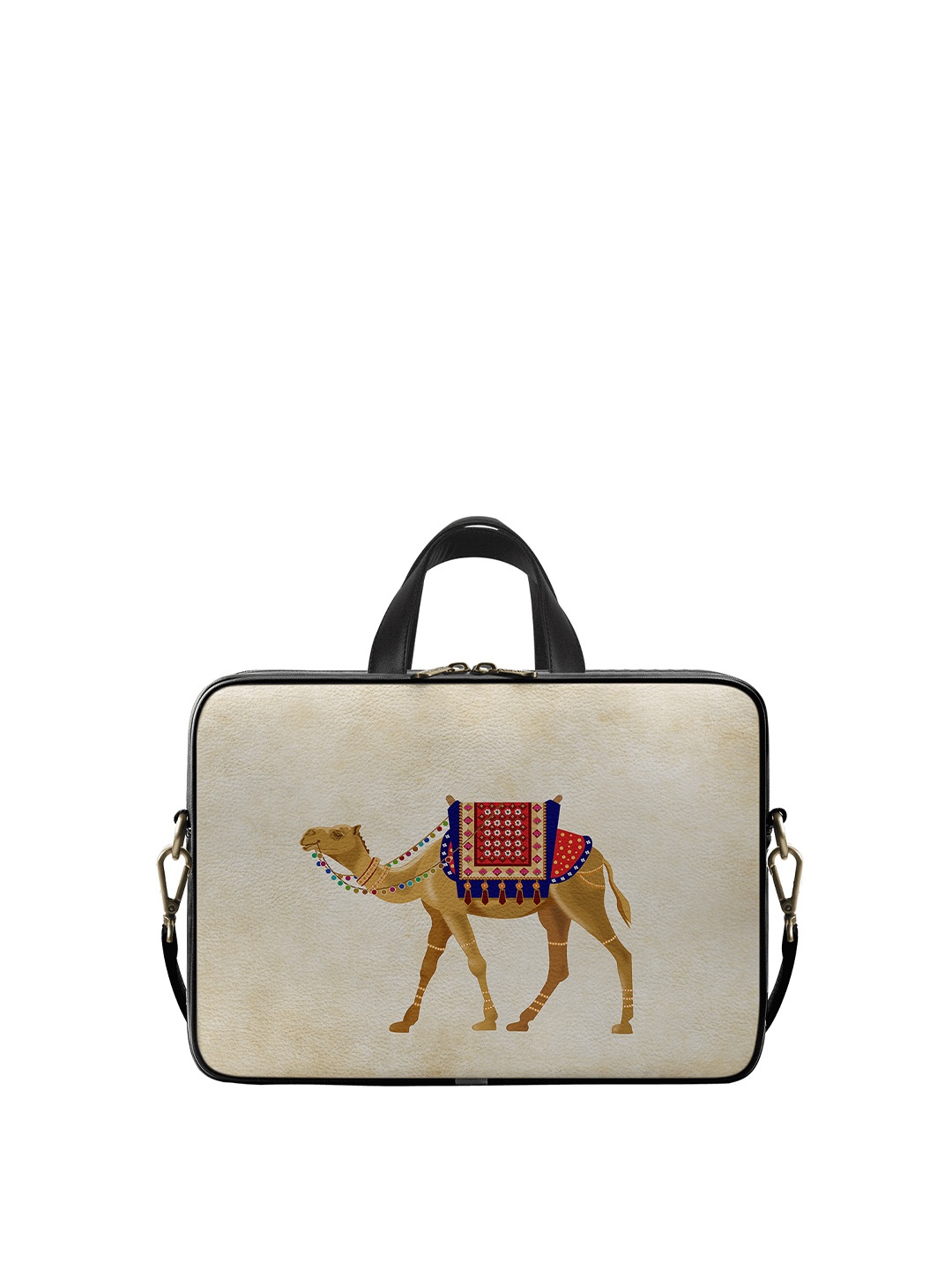

DailyObjects Unisex Off-White & Beige Printed 15.5 Inch Messenger Bag