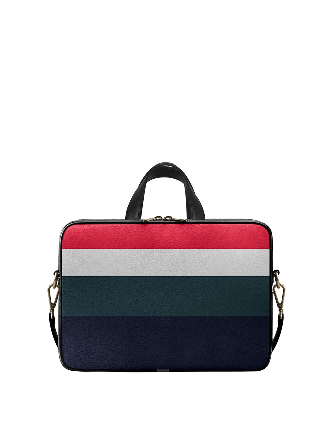 

DailyObjects Unisex Navy Blue & Red Striped 14 inches PU Laptop Bag