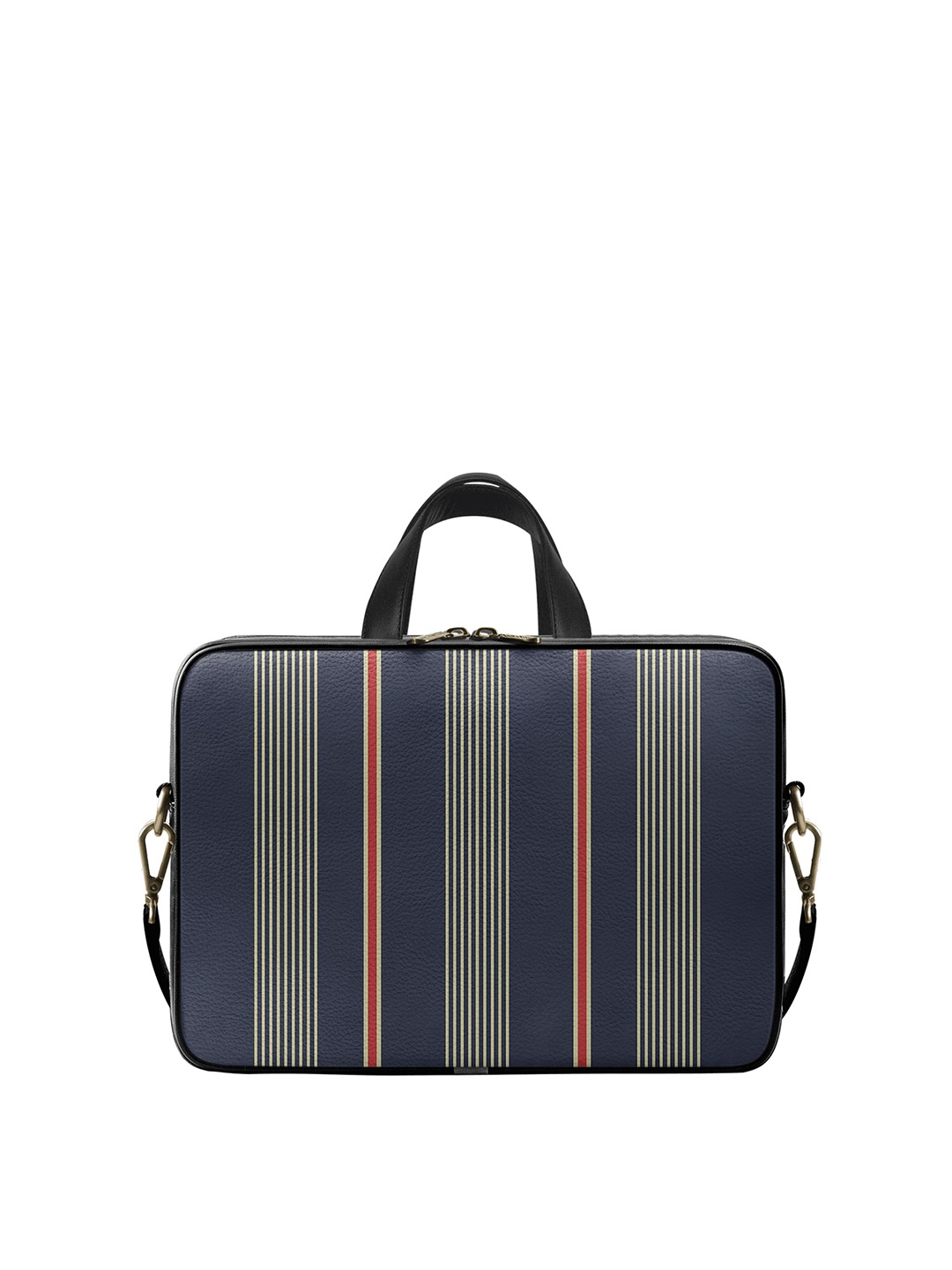 

DailyObjects Unisex Navy Blue & White Striped 14 Inches PU Laptop Bag
