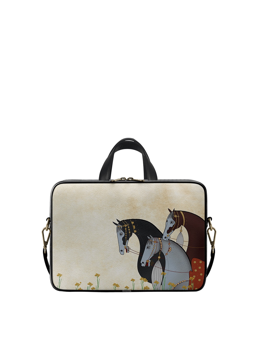 

DailyObjects Unisex Multicoloured Printed PU Leather Laptop Bag 14 inches, Multi