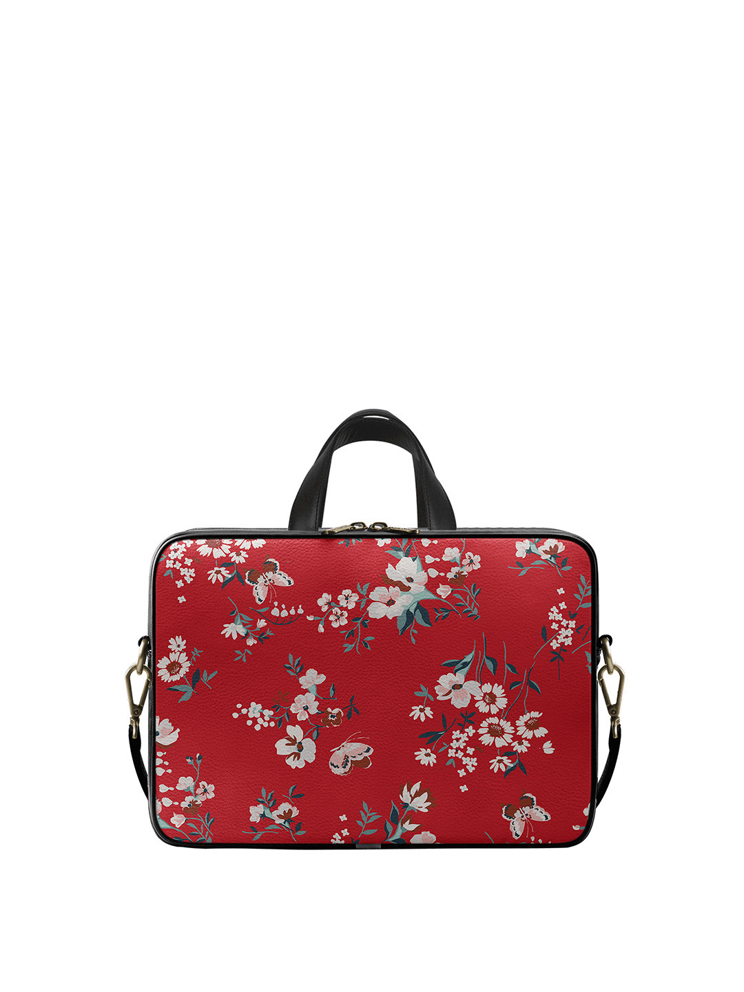 

DailyObjects Unisex Red Printed 14 Inches Buterflies City Laptop Bag