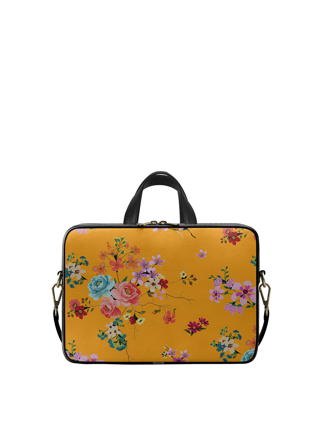 

DailyObjects Unisex Yellow & Pink Floral Printed Laptop Bag