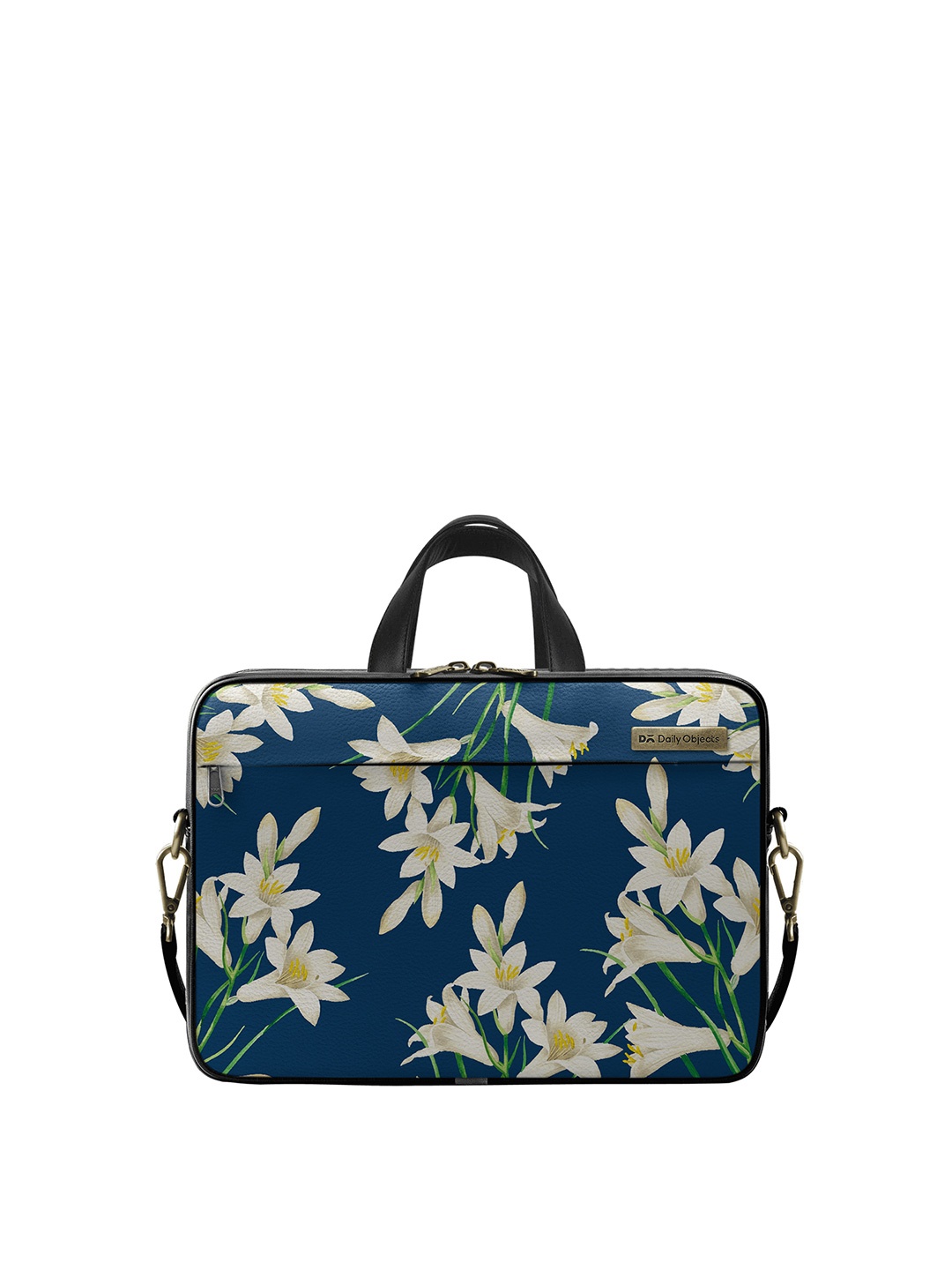 

DailyObjects Unisex Navy Blue & Off-White Floral Printed 15.6 Inches PU Laptop Bag
