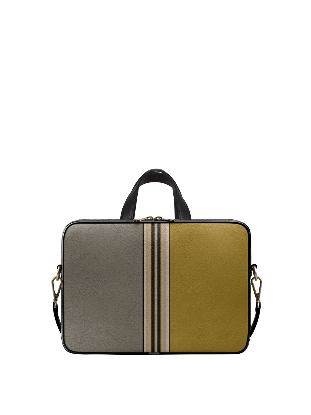 

DailyObjects Unisex Olive Green & Yellow Colourblocked 14 Inches PU Laptop Bag