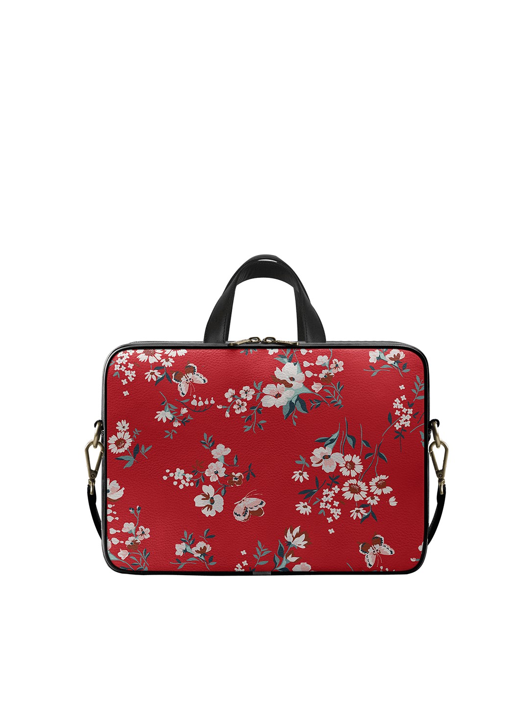 

DailyObjects Multicoloured Printed PU Leather Laptop Bag 15.6 inches, Red
