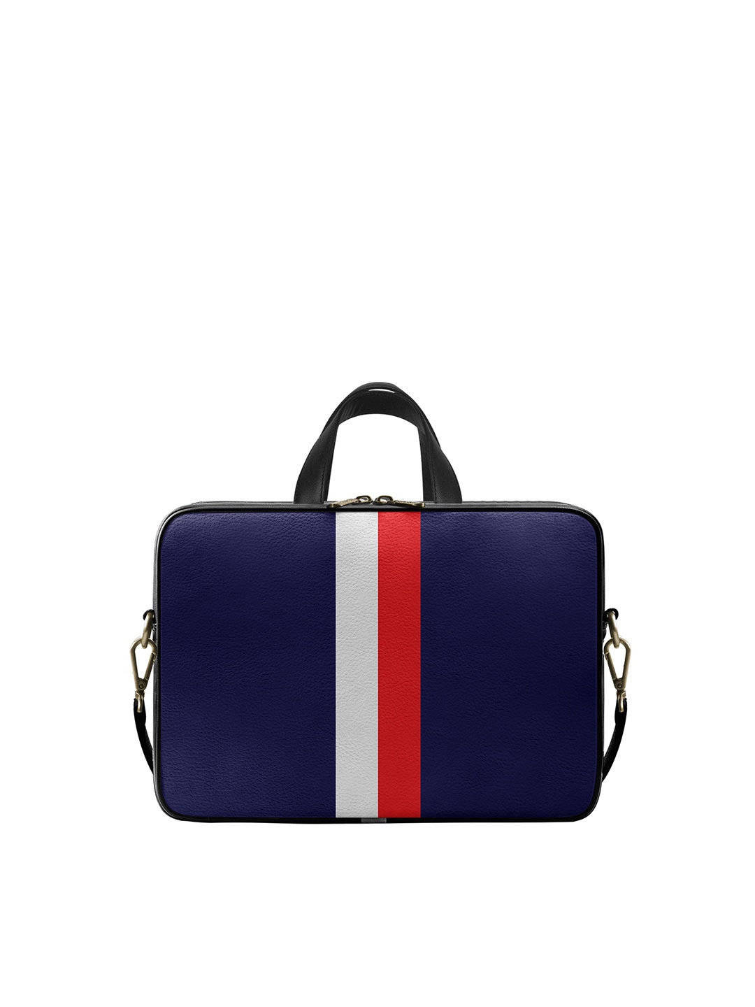 

DailyObjects Unisex Navy Blue & White Striped 14 Inches PU Laptop Bag