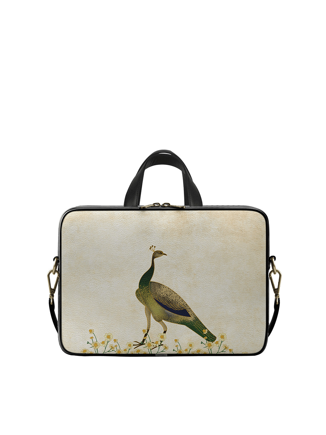 

DailyObjects Unisex Cream-Coloured & Olive Green Printed 14 Inches PU Laptop Bag