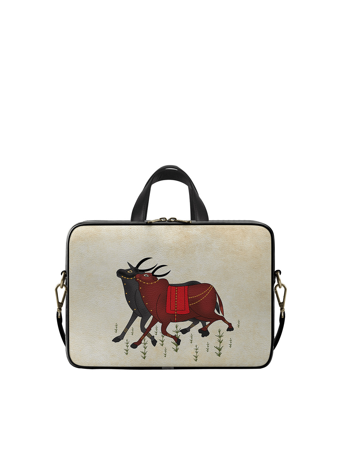 

DailyObjects Multicoloured Printed PU Leather Laptop Bag 15.6 inches, Off white