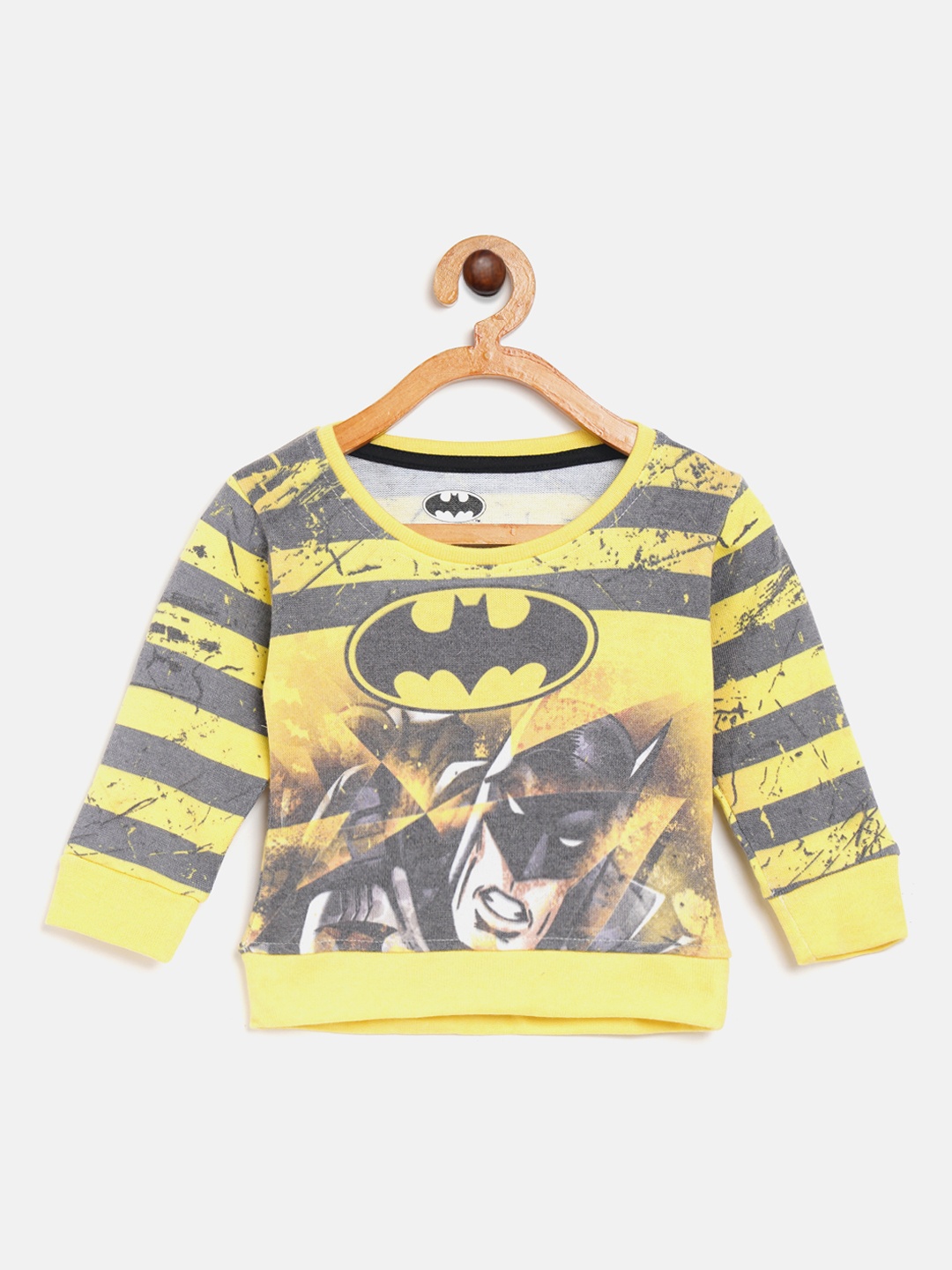 

Eteenz Boys Yellow & Charcoal Grey Batman Print Sweatshirt