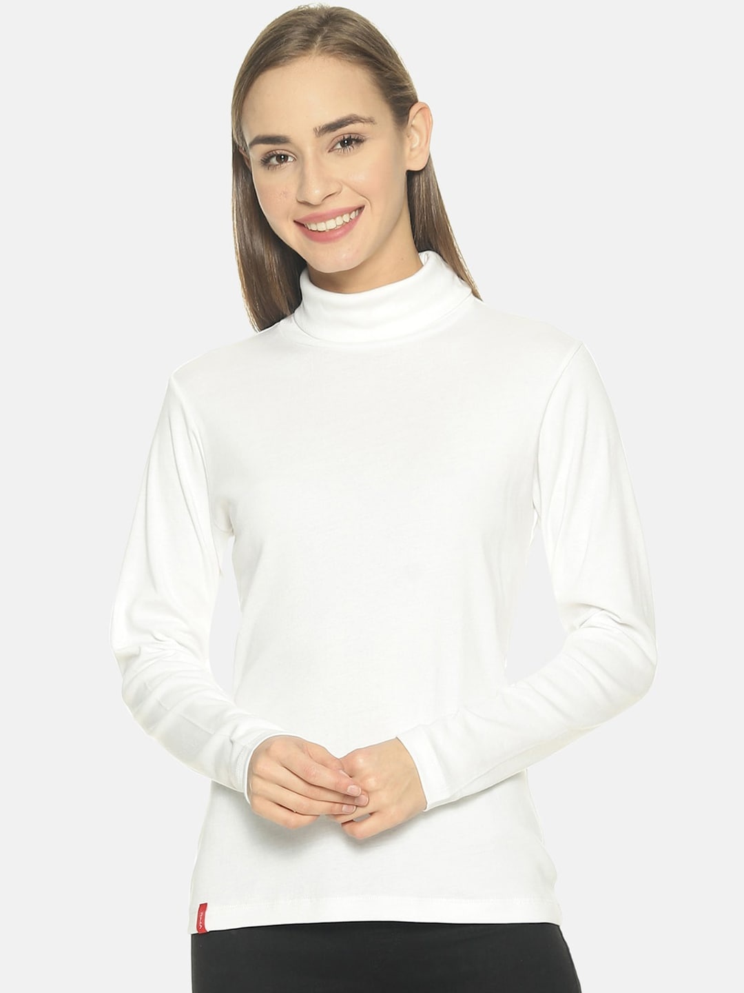 

FEMEA Women White Solid Pure Cotton Top