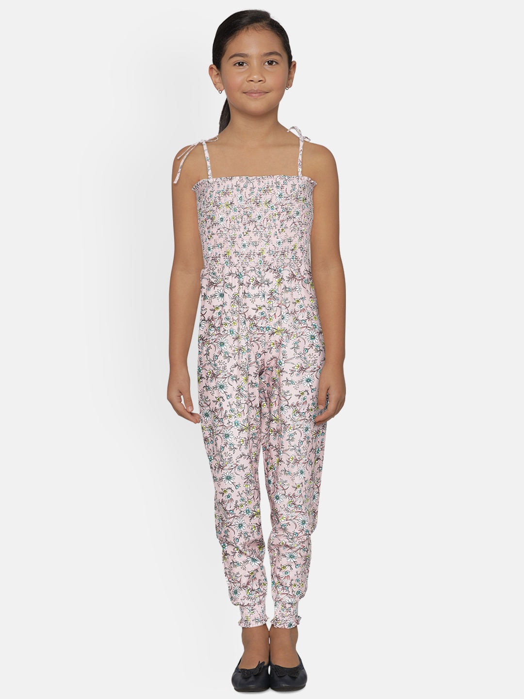 

METRO KIDS COMPANY Girls Pink Printed Basic Jumpsuit