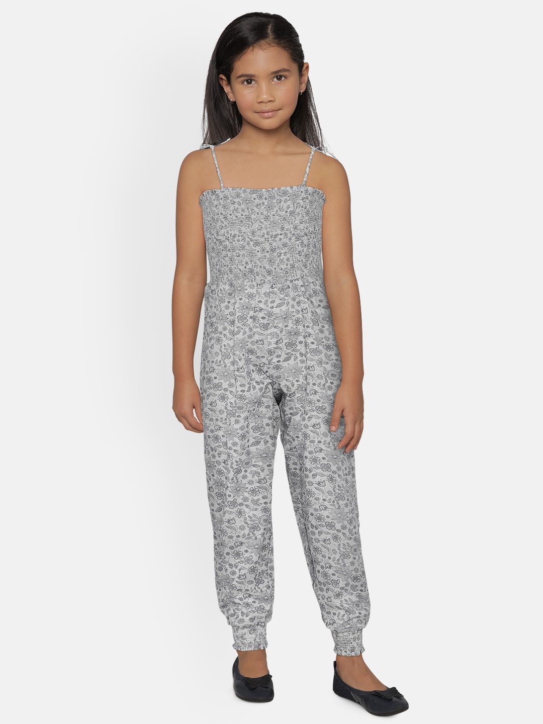 

METRO KIDS COMPANY Girls Navy Blue Printed Basic Jumpsuit