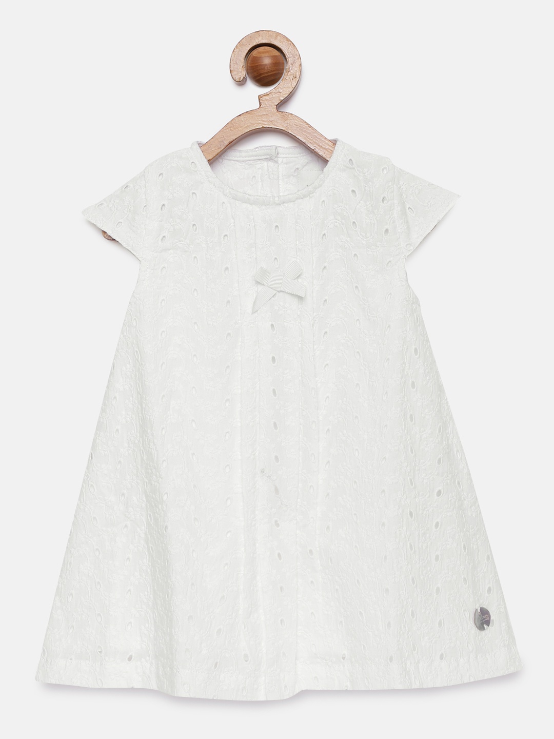 

METRO KIDS COMPANY Girls White Embroidered A-Line Dress