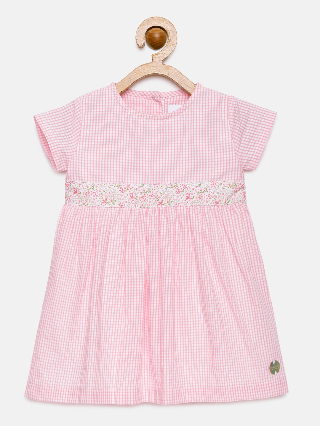 

METRO KIDS COMPANY Girls Pink & White Checked Fit and Flare Dress