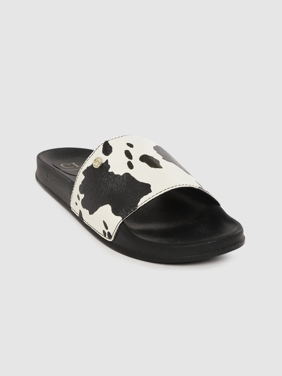 

Carlton London Women Black & Off-White Printed Open Toe Flats