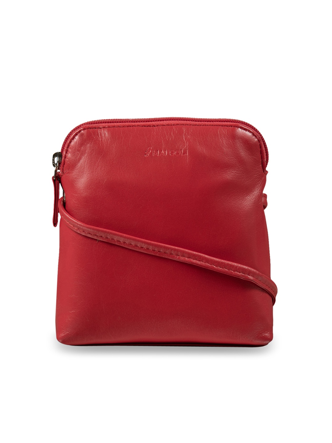 

MAI SOLI Women Red Solid Leather Cross Body Sling Bag