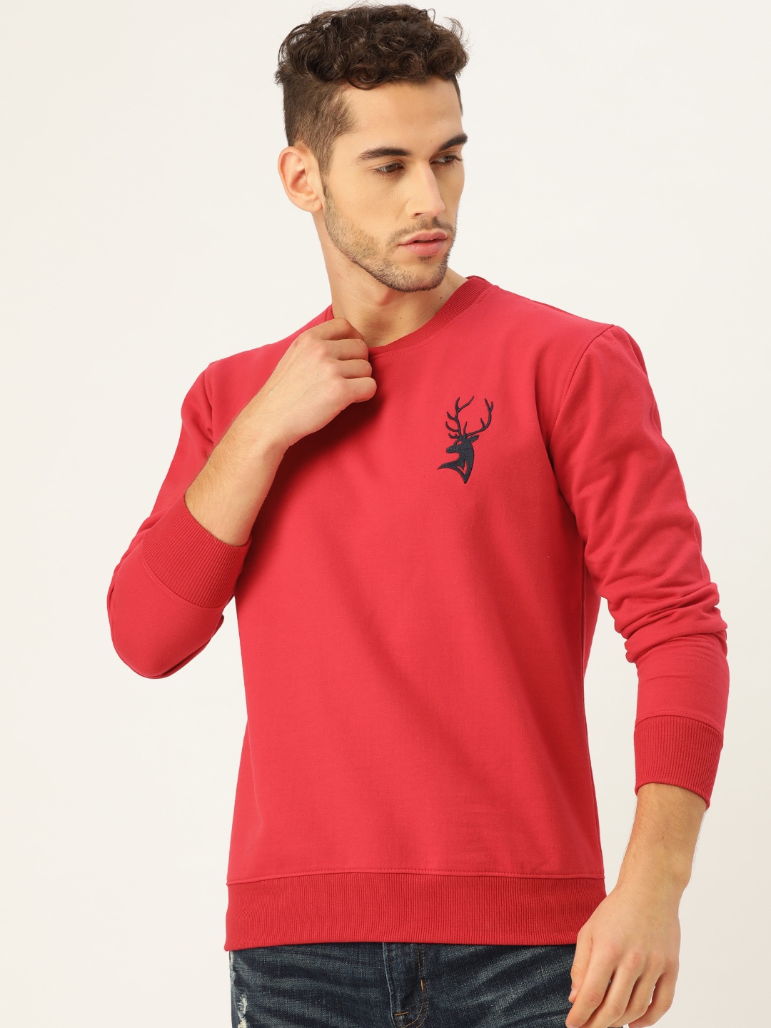 

PORTBLAIR Men Red Solid Sweatshirt