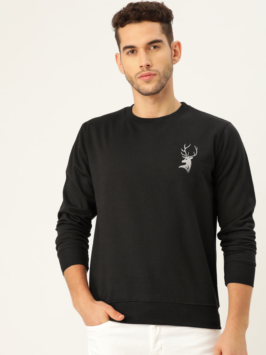 

PORTBLAIR Men Black Solid Sweatshirt