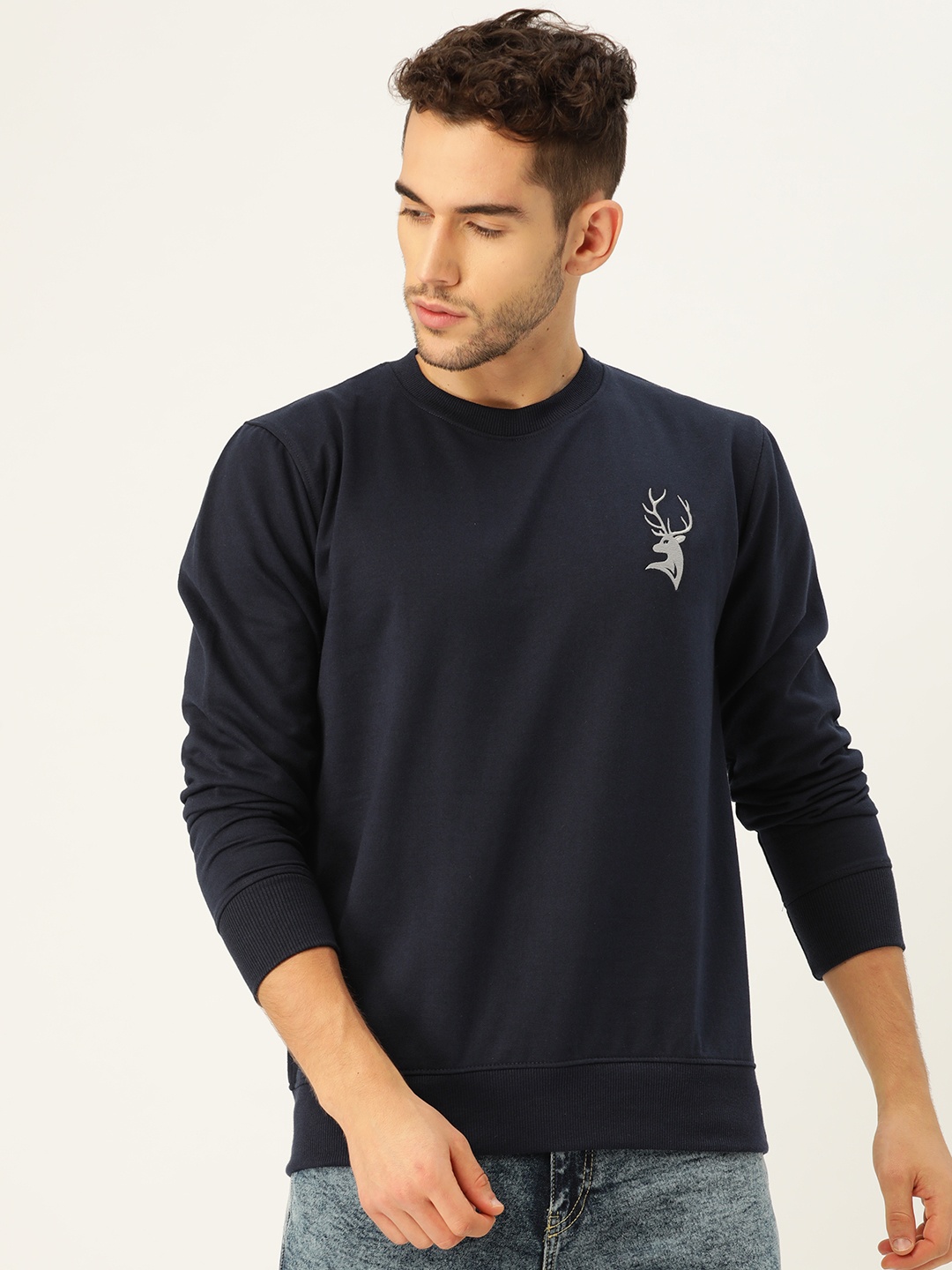 

PORTBLAIR Men Navy Blue Solid Sweatshirt