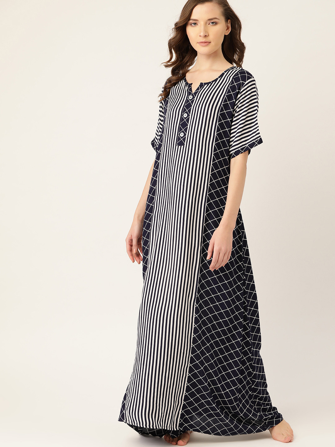 

ETC Navy Blue & White Striped Nightdress